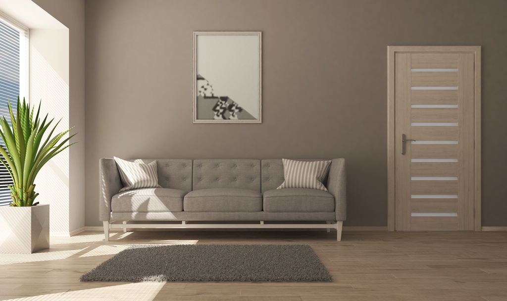 Пол и двери в похожем теплом оттенке