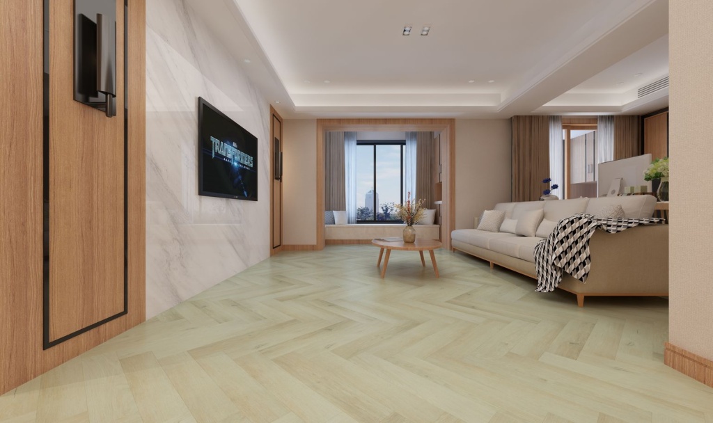 SPC ламинат с укладкой английской елочкой