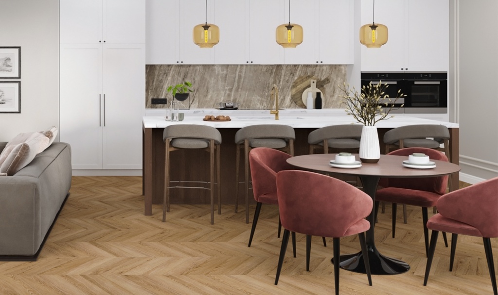 Усовершенствованный кварцевый SPC ламинат DAMY FLOOR из коллекции Chevron